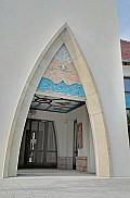 The artwork is above the main entrance